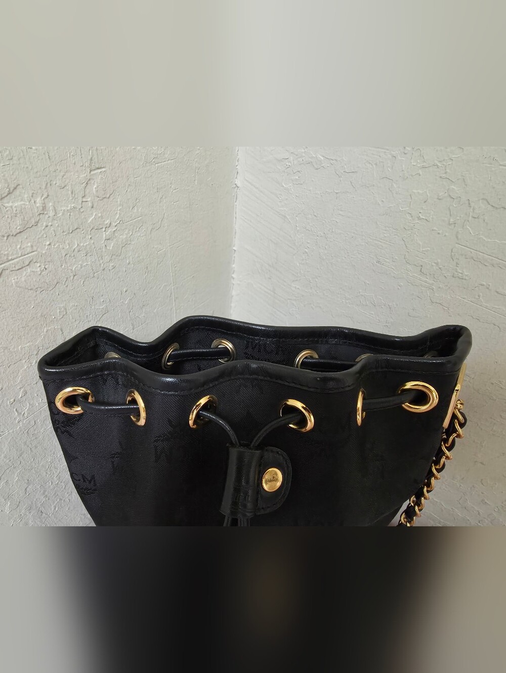 MCM Nylon Drawstring Very Long Handle Crossbody Bag Vintage AUTHENTIC - Picture 10 of 14